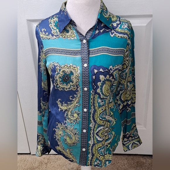 Tommy Bahama Paisley Silk Blend Blouse   Size S/P - Picture 1 of 10